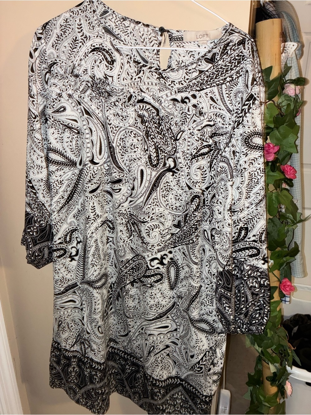 LOFT Black & White Paisley Stretch Tunic